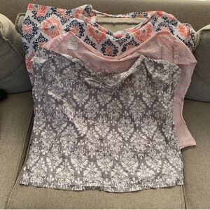 Lot of 3 Breastfeeding Covers Nursing Blanket Pink Gray Baby Infant Newborn